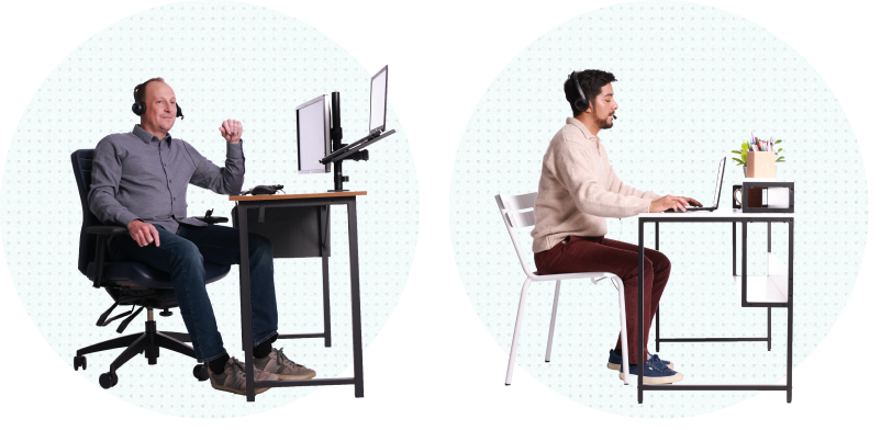Two people at desks