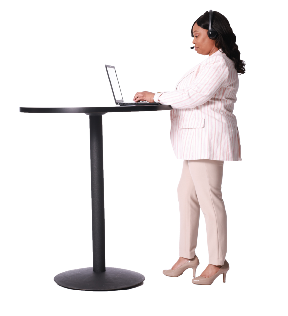 Woman standing at table